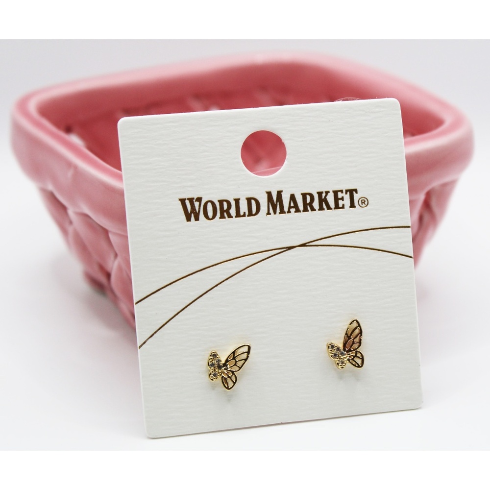 NWT Dainty Butterfly wings cubic zirconia earrings